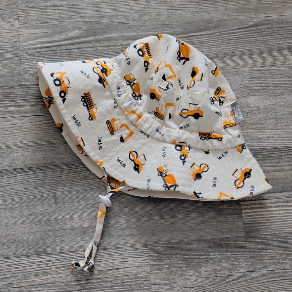 🚧 Jan & Jul Kids Sun Hat with Yellow Construction Print